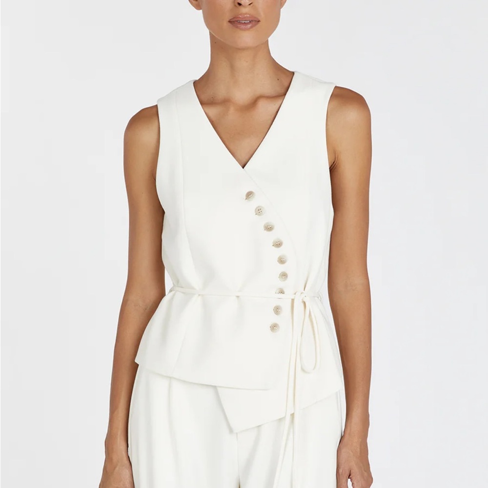 CELINE CREAM ASYMMETRICAL TOP